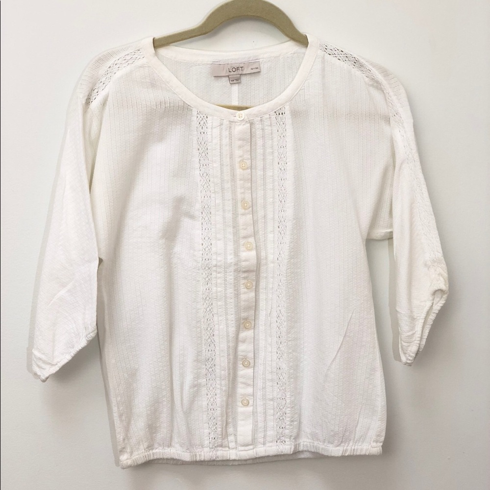 SUMMER CLEARANCe Loft White Buttoned Blouse